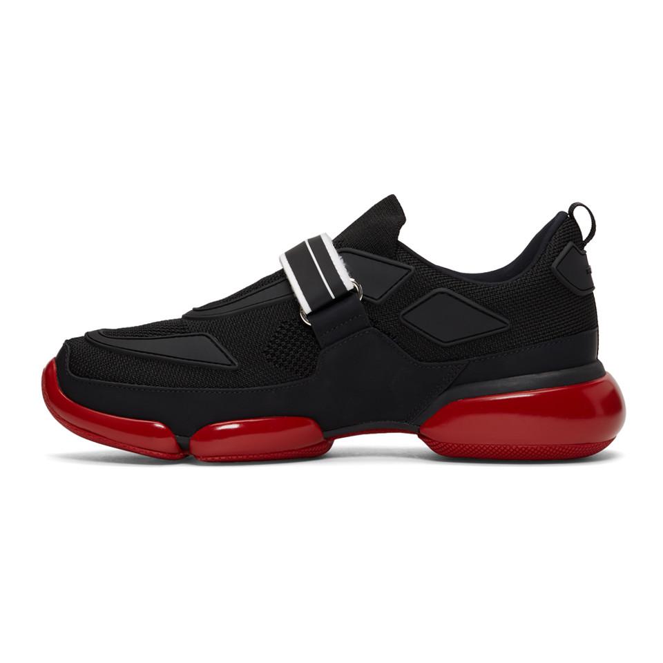 prada sneakers black and red