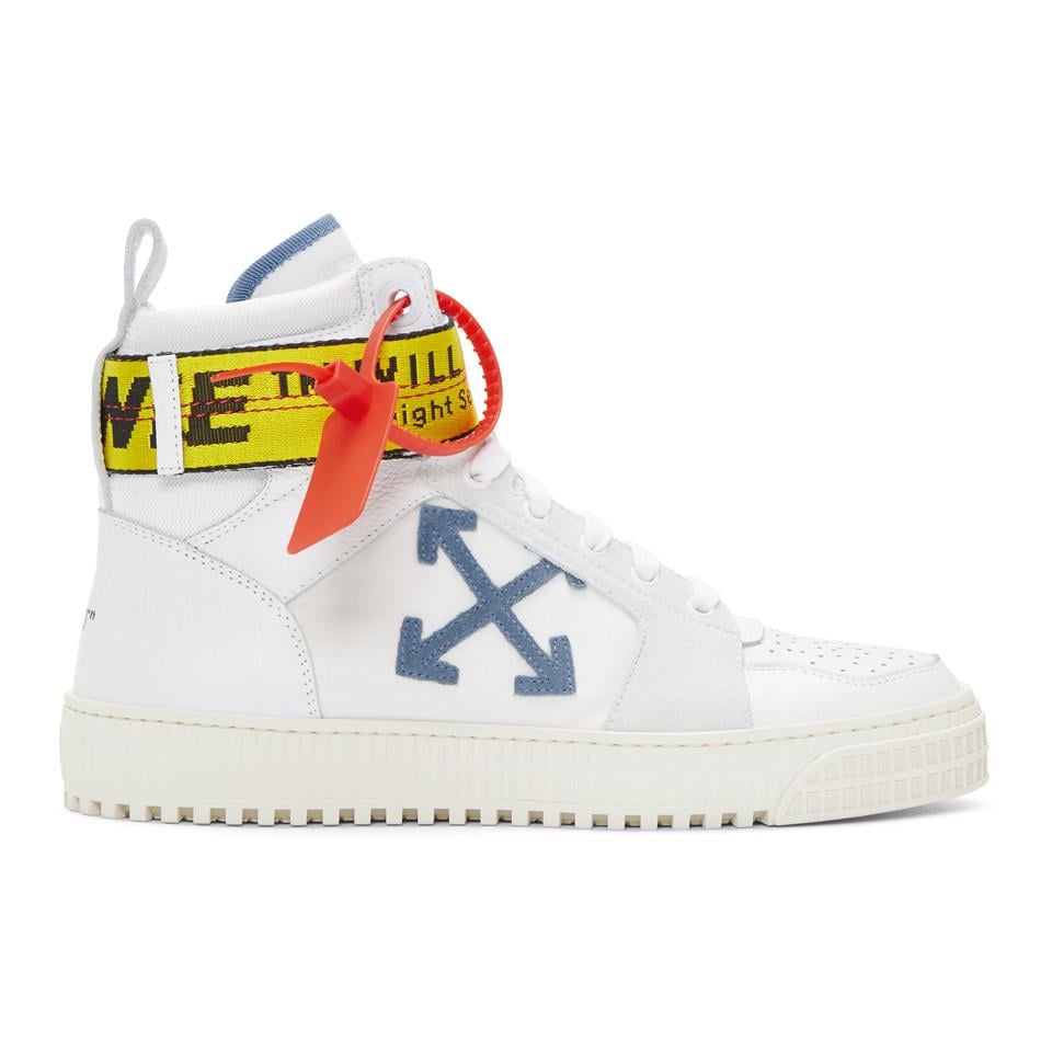 Off-White c/o Virgil Abloh Leather White And Blue Industrial High-top  Sneakers for Men | Lyst