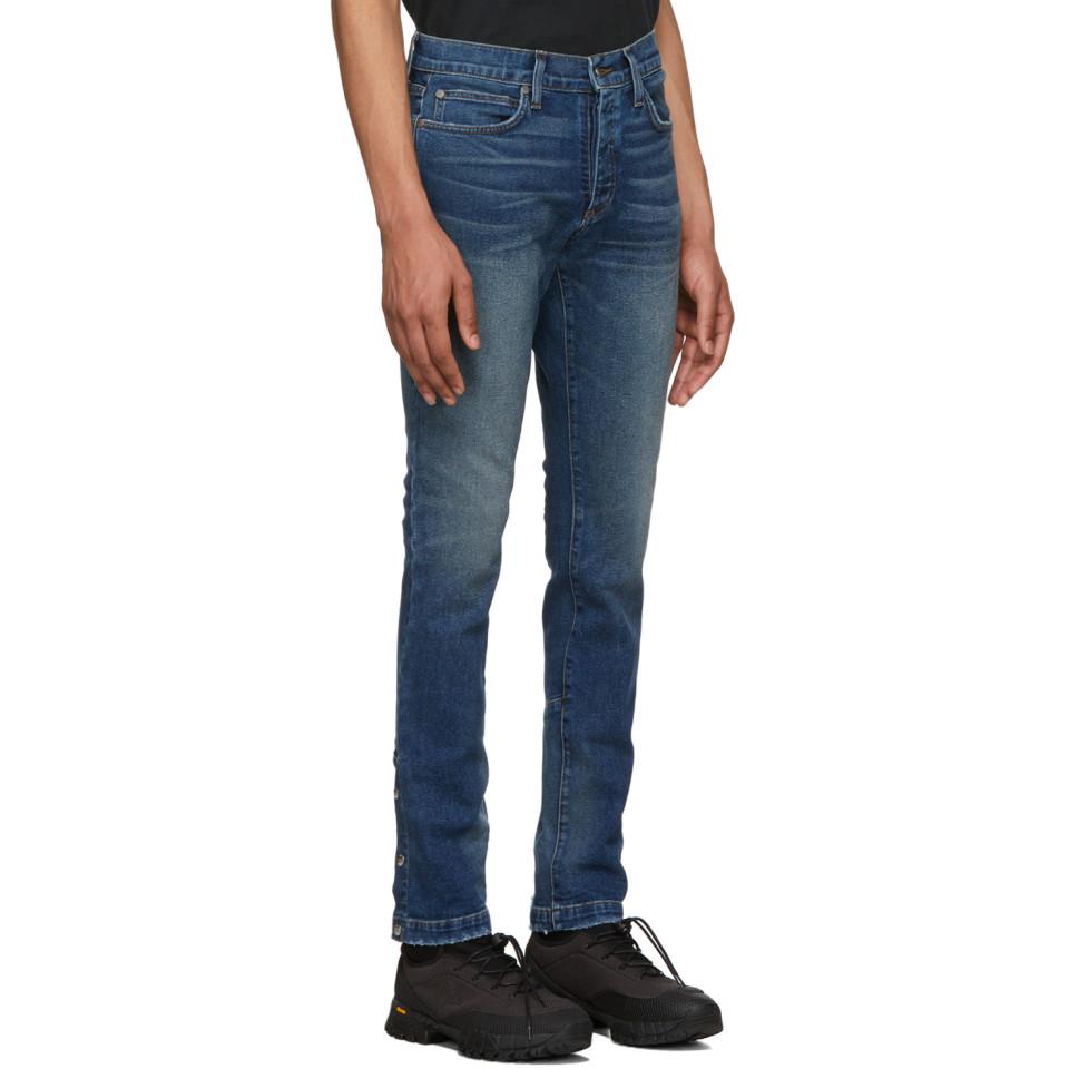 Rhude Denim Blue Snap Jeans for Men | Lyst