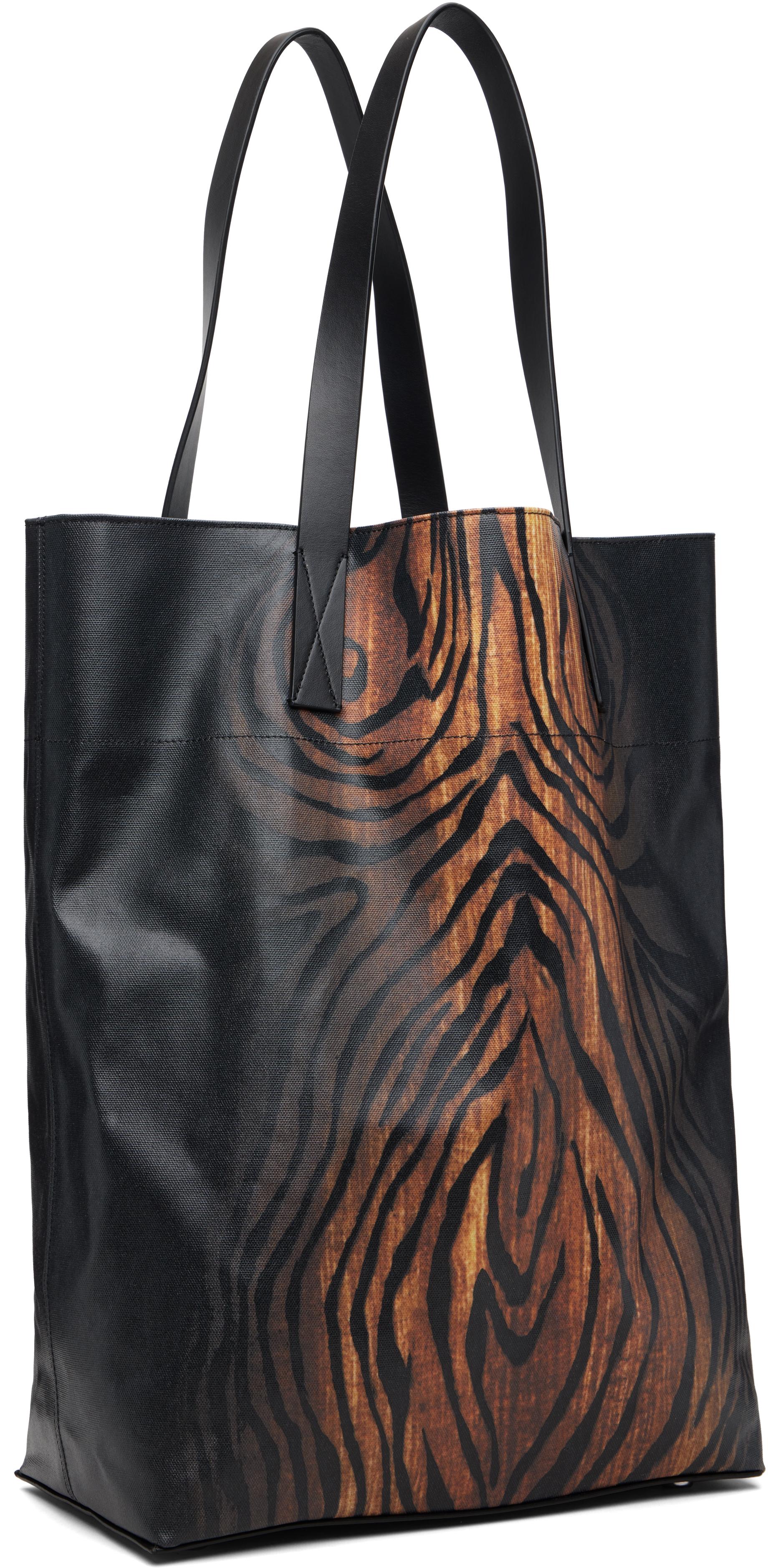 Jean Paul Gaultier Coated Canvas Printed Wood Tote in Black for