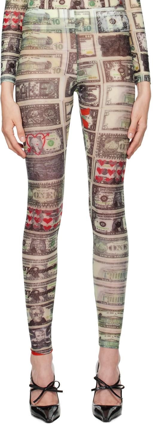 VAQUERA レディース ブラック マルチカラー Dollar Print レギンス 