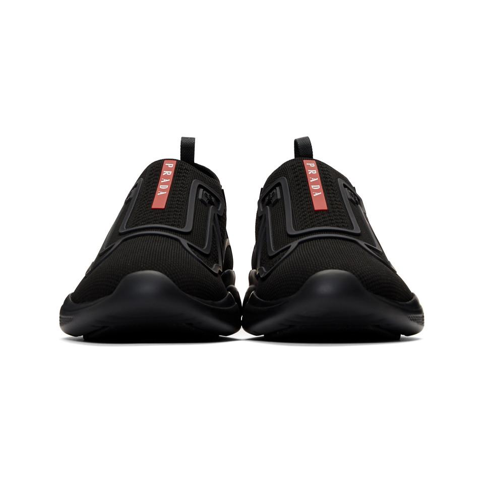 Prada Black Sport Knit 10 Sneakers for Men | Lyst