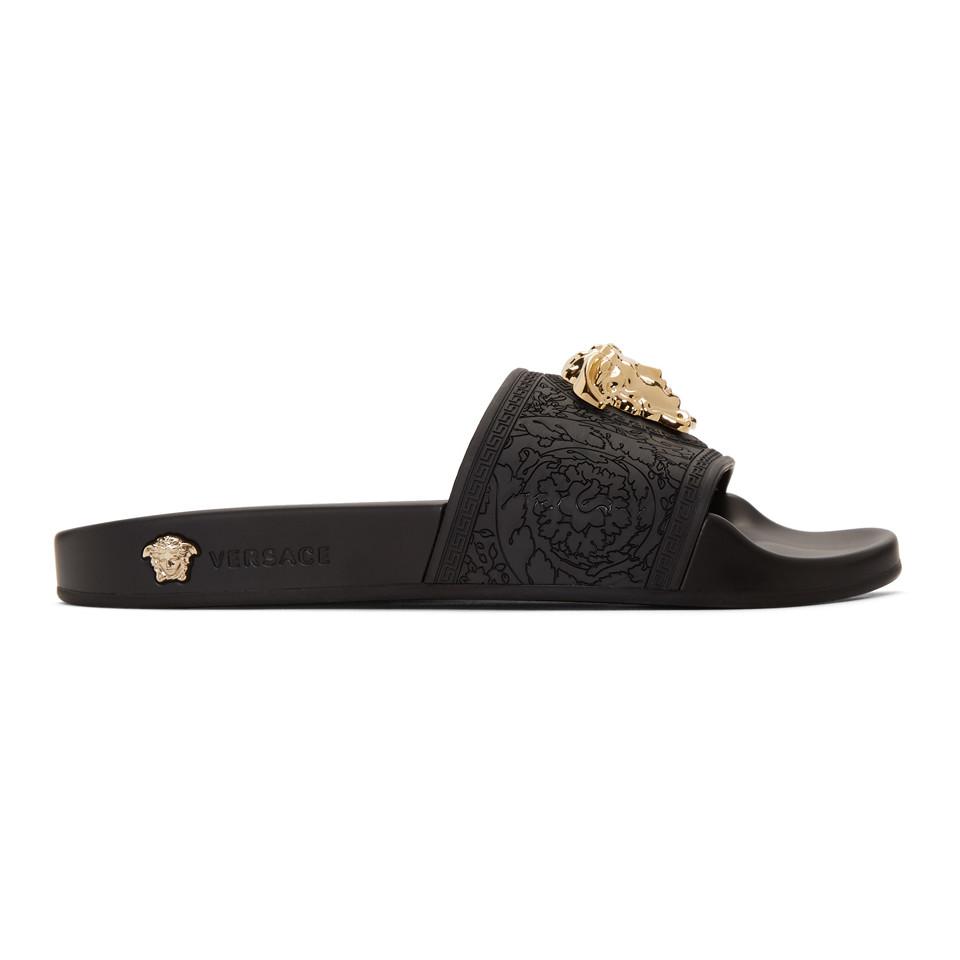 versace black medusa slides