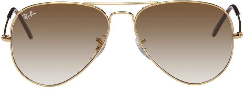Ray-Ban レディース ブラック ゴールド アビエイターサングラス サングラス