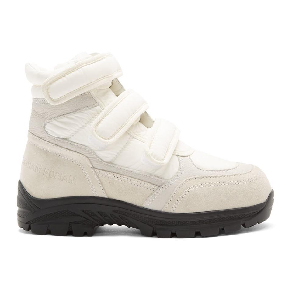 hjerte tilfældig Opmærksom MM6 by Maison Martin Margiela White Velcro High Top Sneakers | Lyst