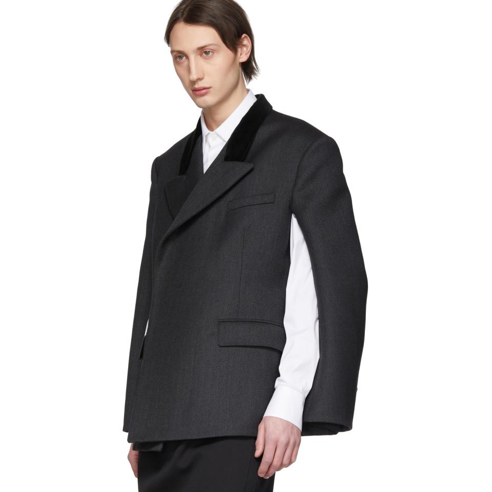 Maison Margiela Grey Wool Cape Blazer in Gray for Men | Lyst