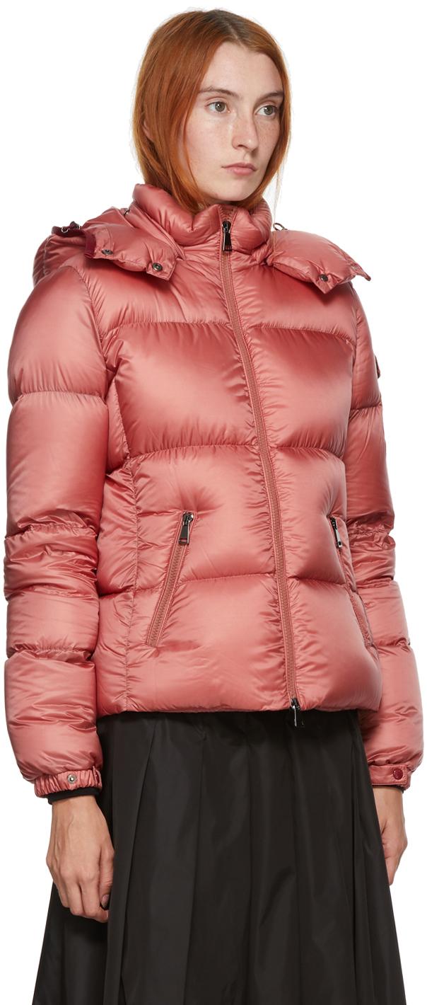 red and pink moncler coat