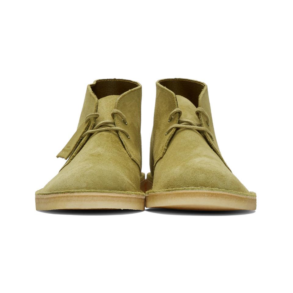 Clarks Khaki Suede Desert Boots in Natural for Men - Lyst