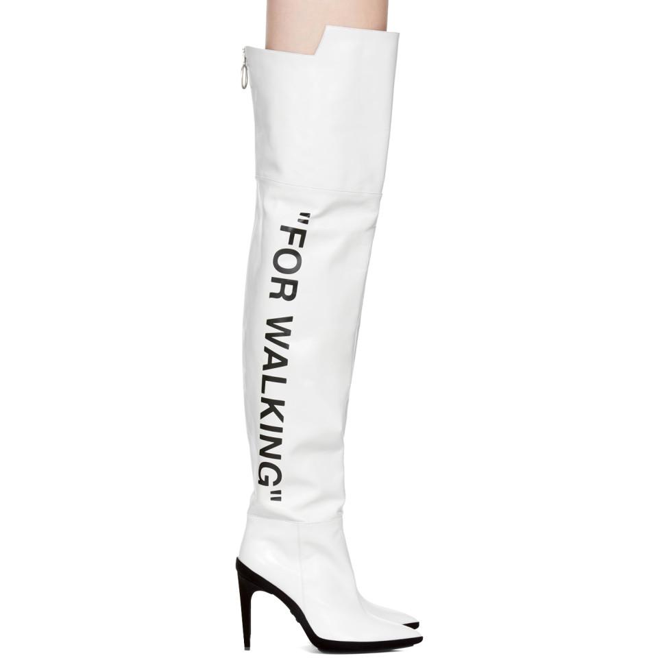 Off-White c/o Virgil Abloh Leather White 'for Walking' Over-the-knee ...