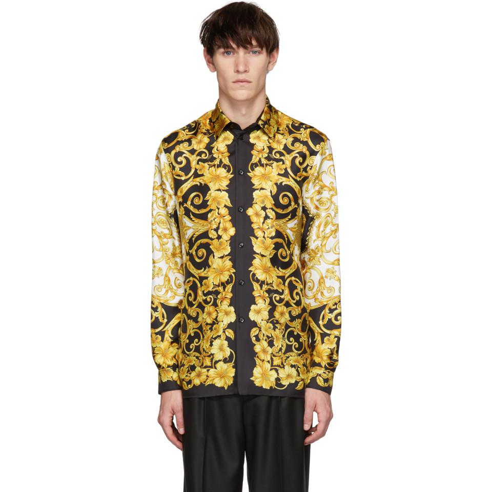 Versace Gold Silk Barocco Shirt in Metallic for Men | Lyst