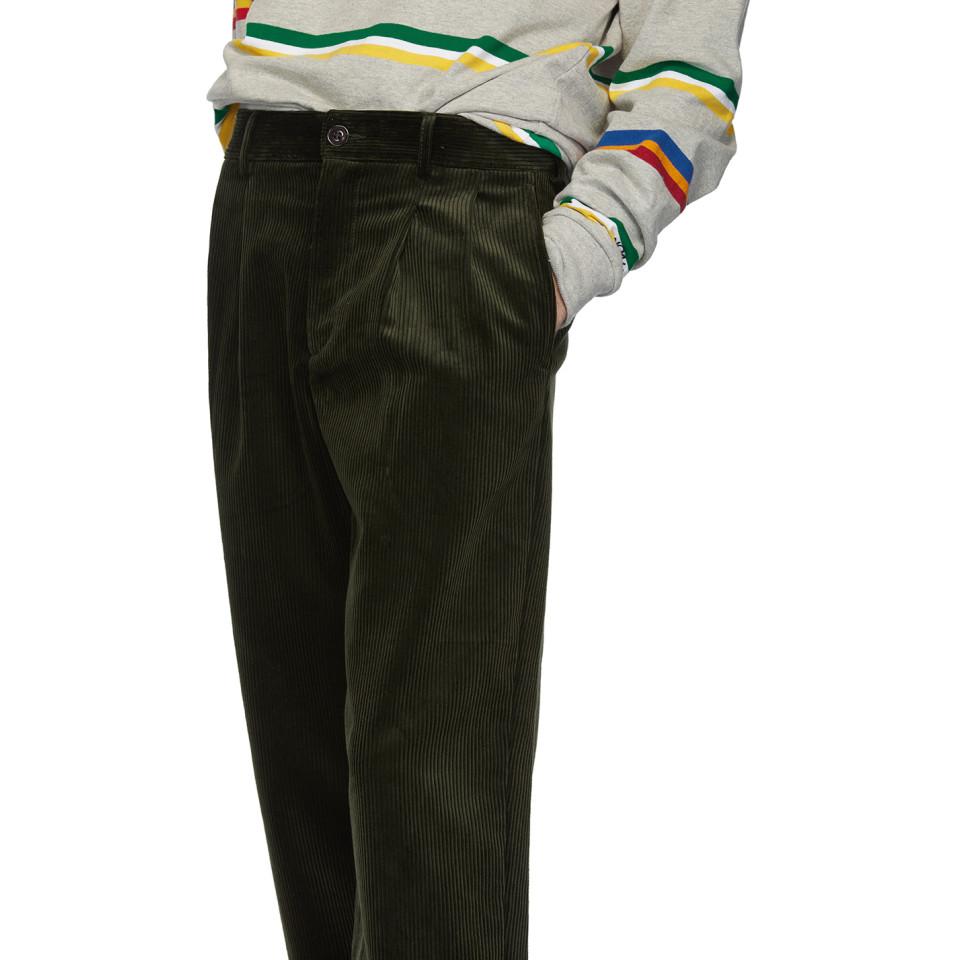 Noah Green Corduroy Double-pleat Trousers for Men | Lyst
