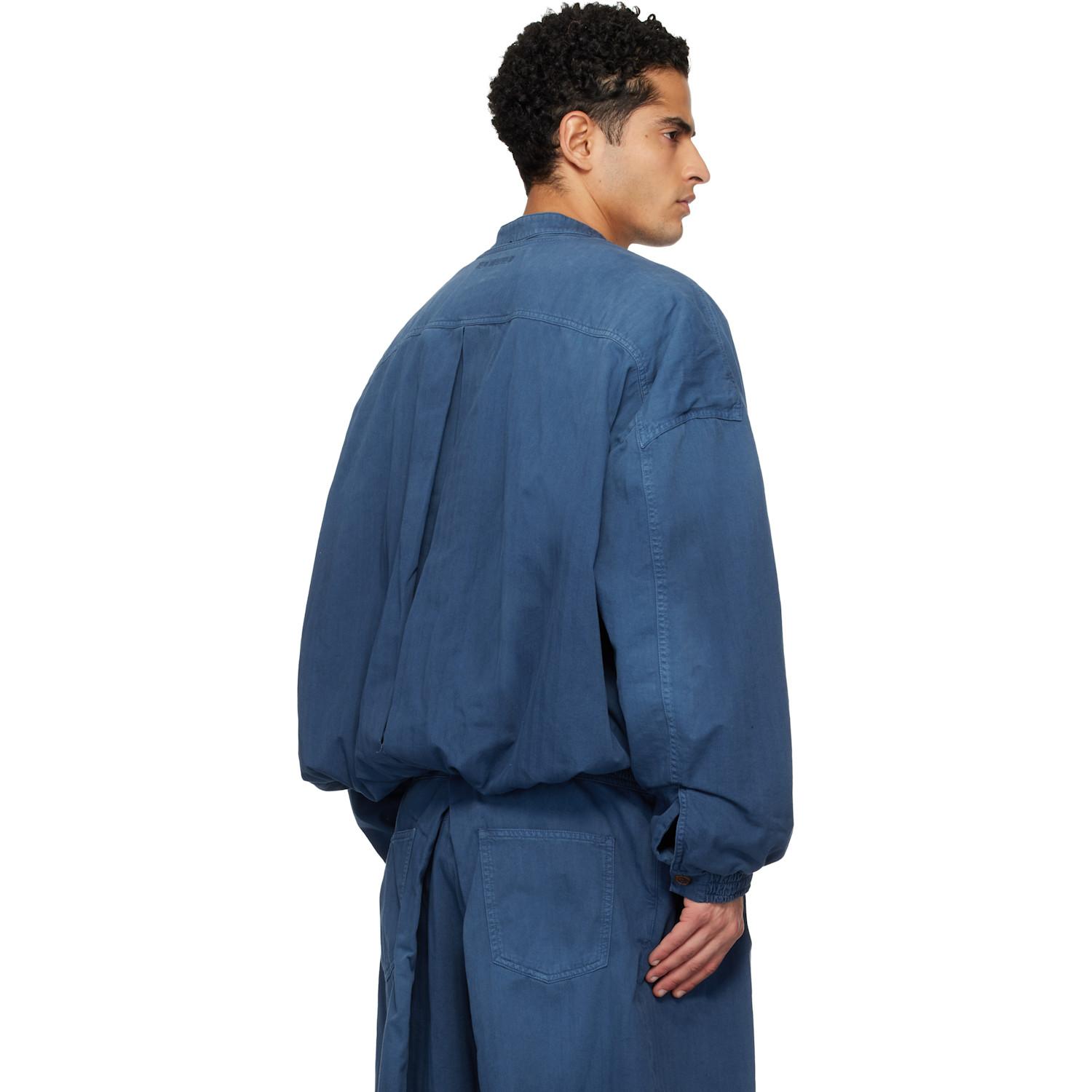 Hed Mayner Herringbone Denim Bomber Jacket in Blue for Men | Lyst