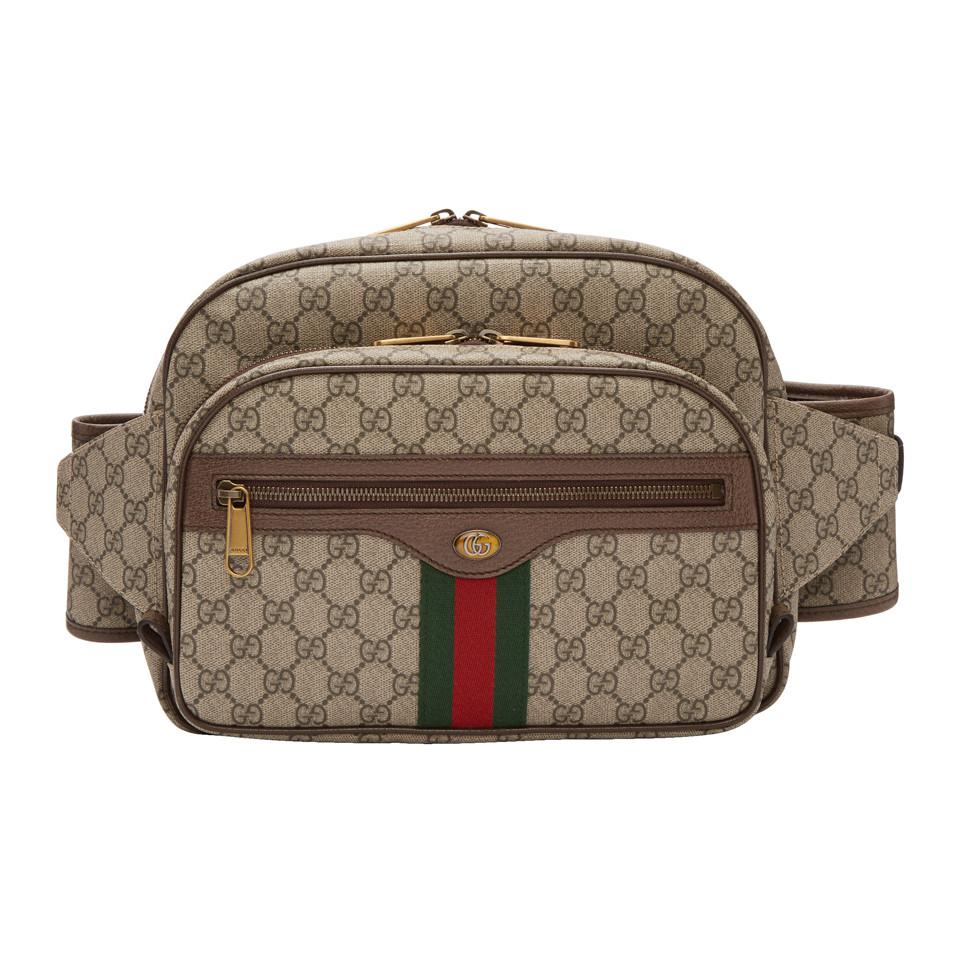 GUCCI Ophidia GG Supreme Canvas Web Belt Bag Brown