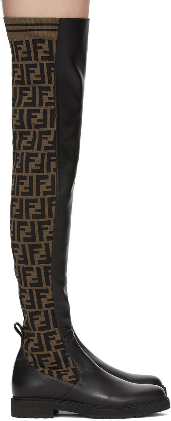 Fendi Brown & Black 'forever ' Tall Boots | Lyst