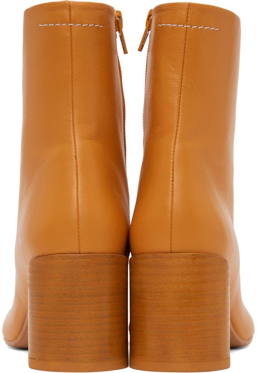 mm6 maison margiela khaki leather boots
