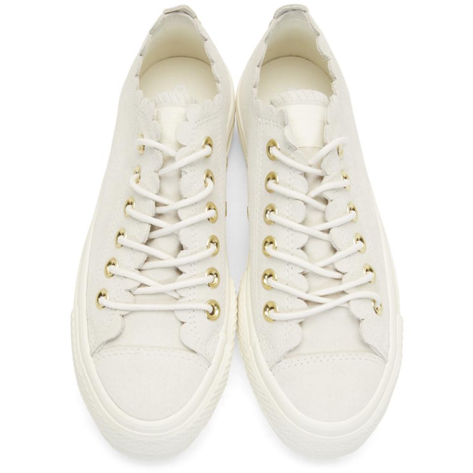 Converse Off-white Suede Chuck Taylor All Star Lift Frilly Thrills Sneakers  | Lyst