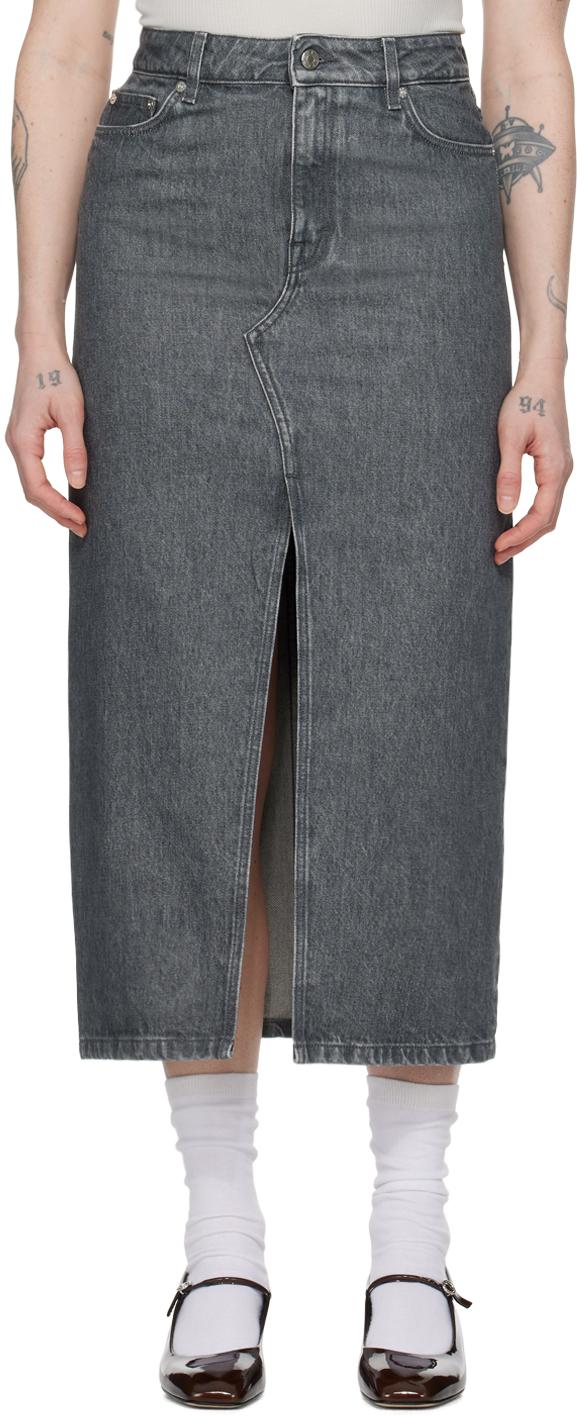Filippa K レディース ブラック グレー ロングスリット デニム マキシ 