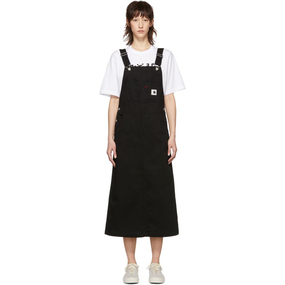 Carhartt WIP Denim Black Bib Long Skirt Dress - Lyst