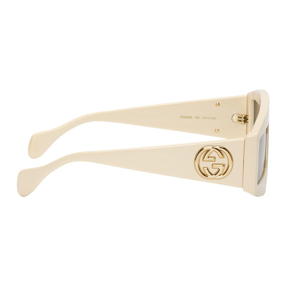 Inhalere taxa Staple Gucci Off-white Rectangular Sunglasses for Men - Lyst