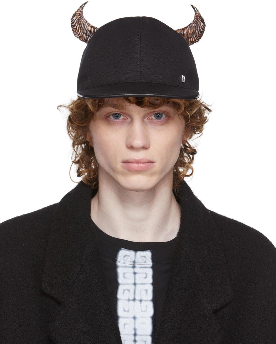 Givenchy Black Canvas Horns Cap for Men Lyst