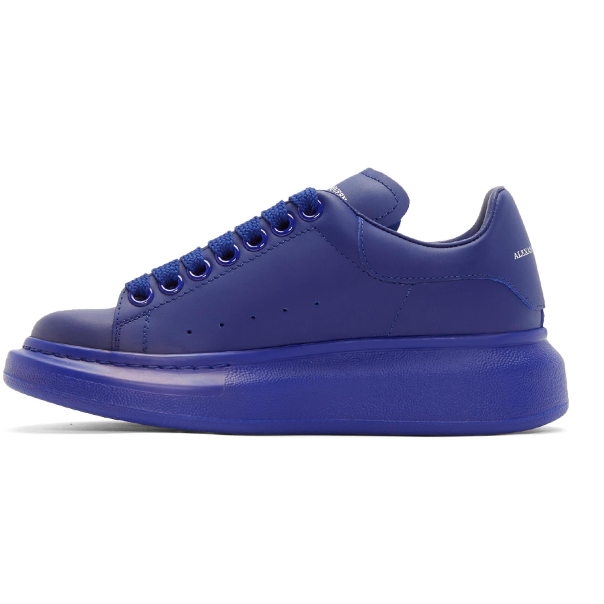 Alexander McQueen Leather Blue Oversized Sneakers - Lyst