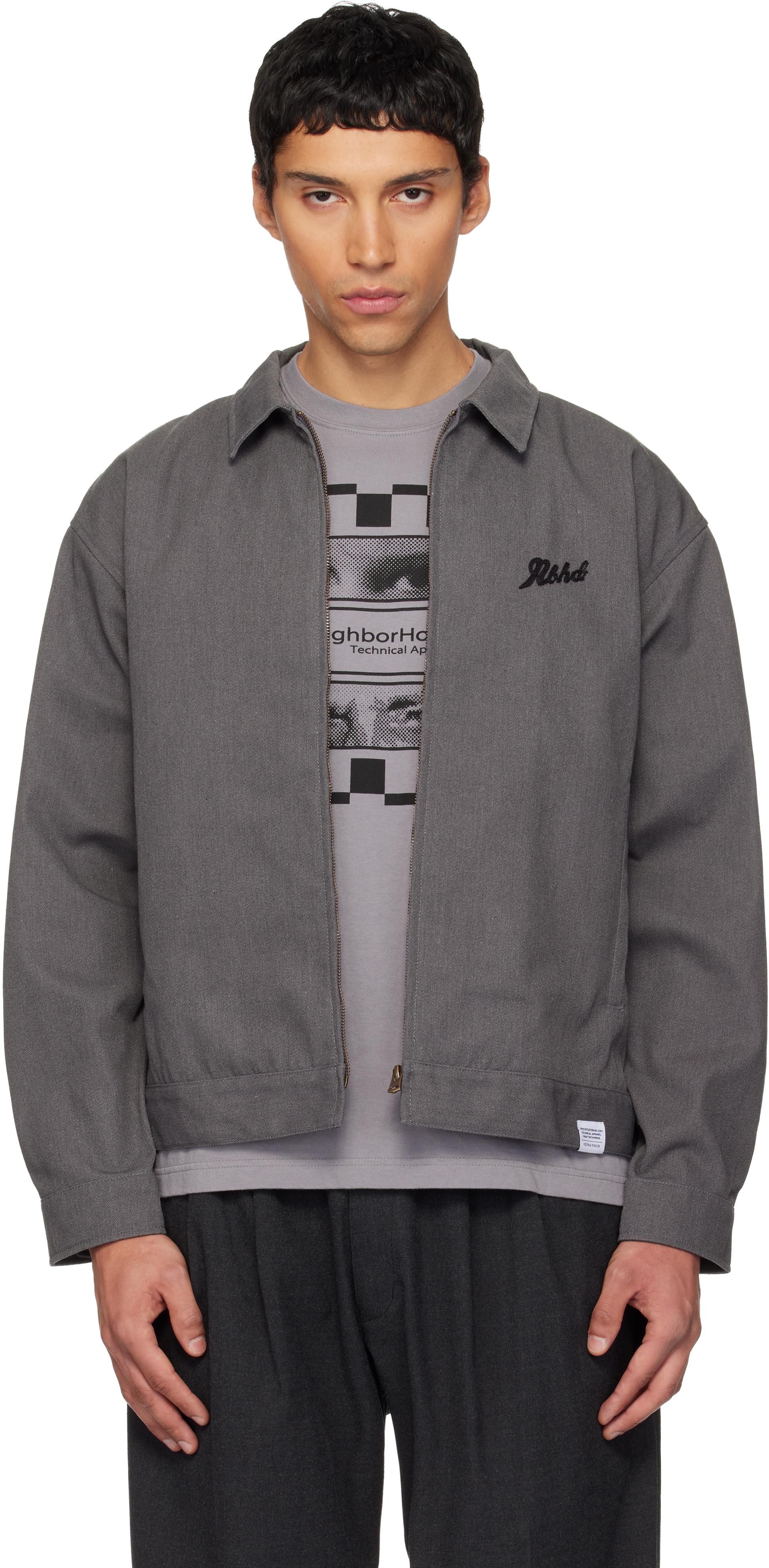 Neighborhood Zip Denim Work Jacket in Gray for Men | Lyst