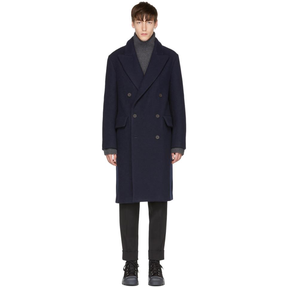 navy blue boucle coat