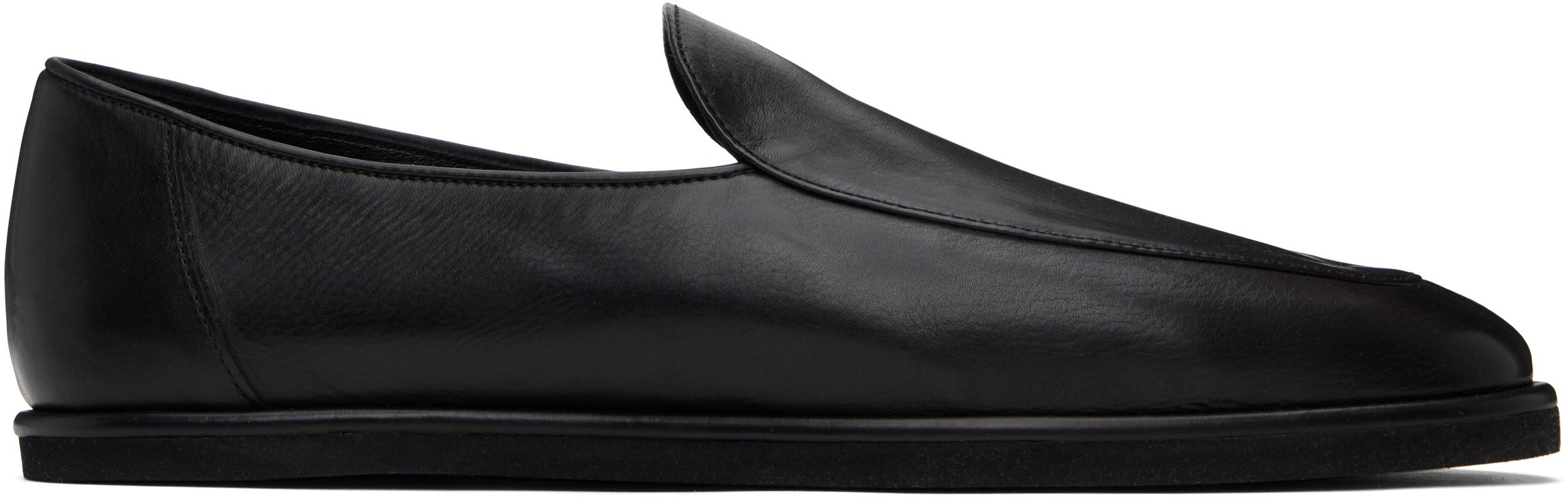 AURALEE Soft Leather Slip-On Loafers in Black for Men | Lyst