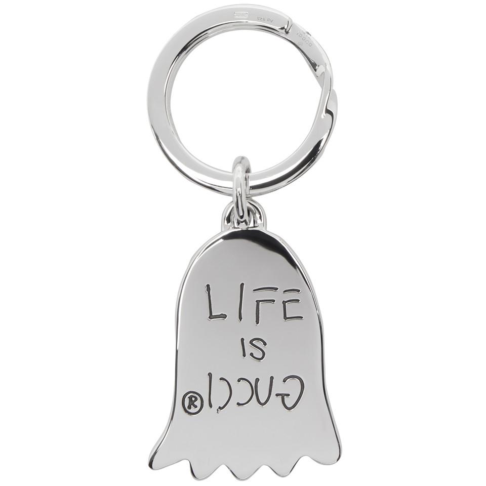 Gucci Silver Life Is Ghost Keychain in 