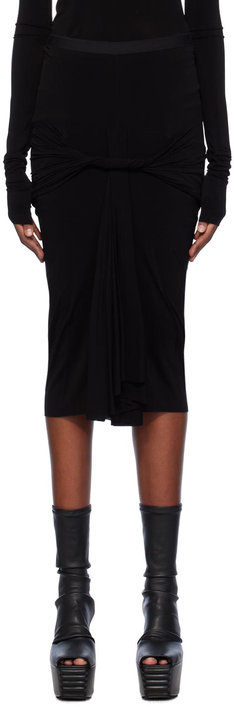 Rick Owens レディース ブラック Calf Twist ミディアムスカート Rick Owens レディース ブラック Calf Twist ミディアムスカート