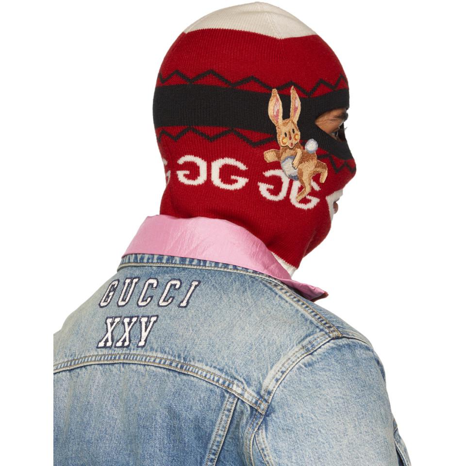 Gucci Wool Peru Rabbit Knit Balaclava in Red - Lyst