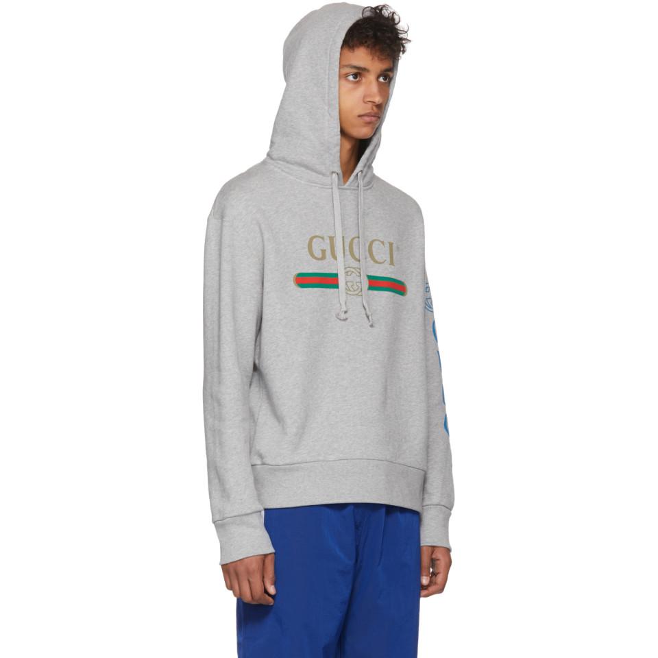 Gucci Grey Dragon Hoodie in Gray for 