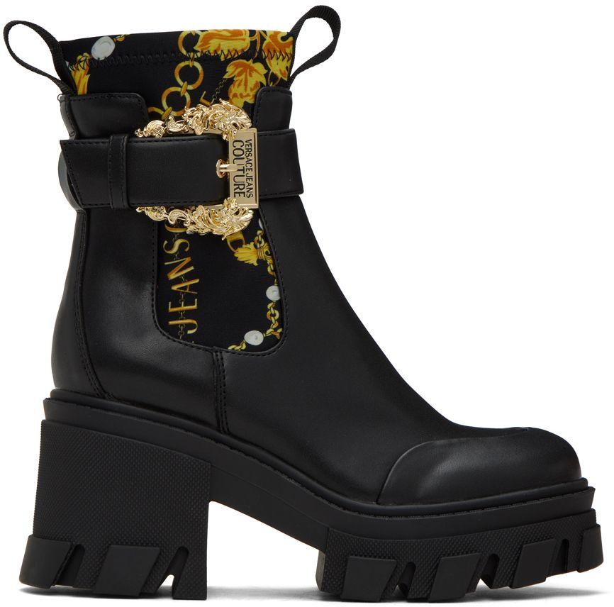 Versace Jeans Couture Black & Gold Sophie Boots | Lyst