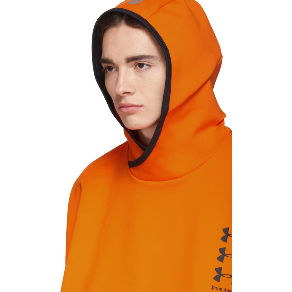 Palm Angels X Under Armour Loose Hooded Sweatshirt in Orange for Men | Lyst