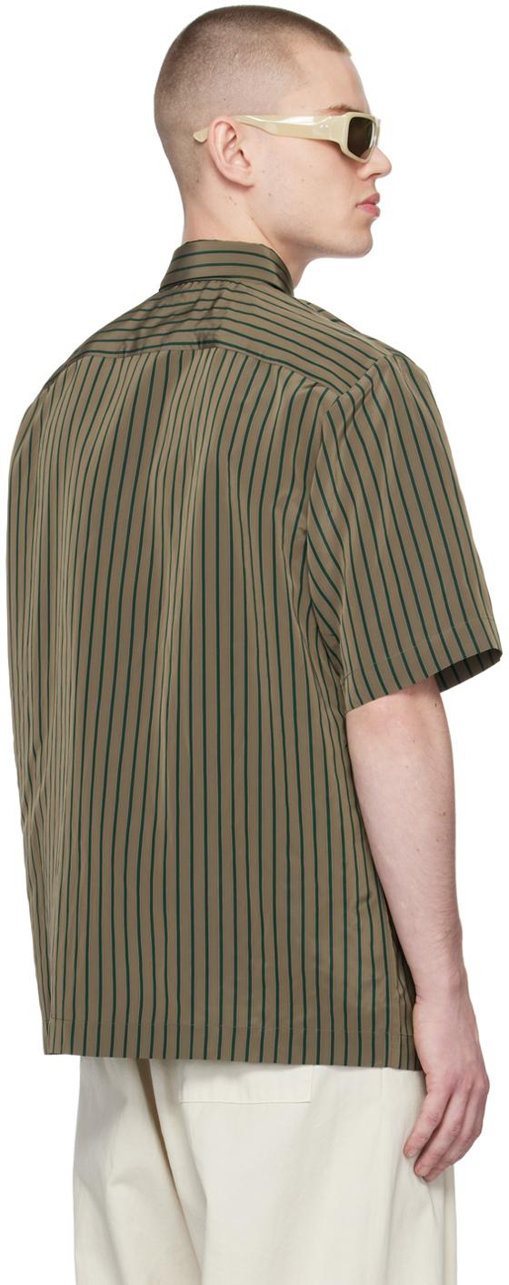 Dries Van Noten メンズ グリーン トープ ストライプ シャツ シャツ