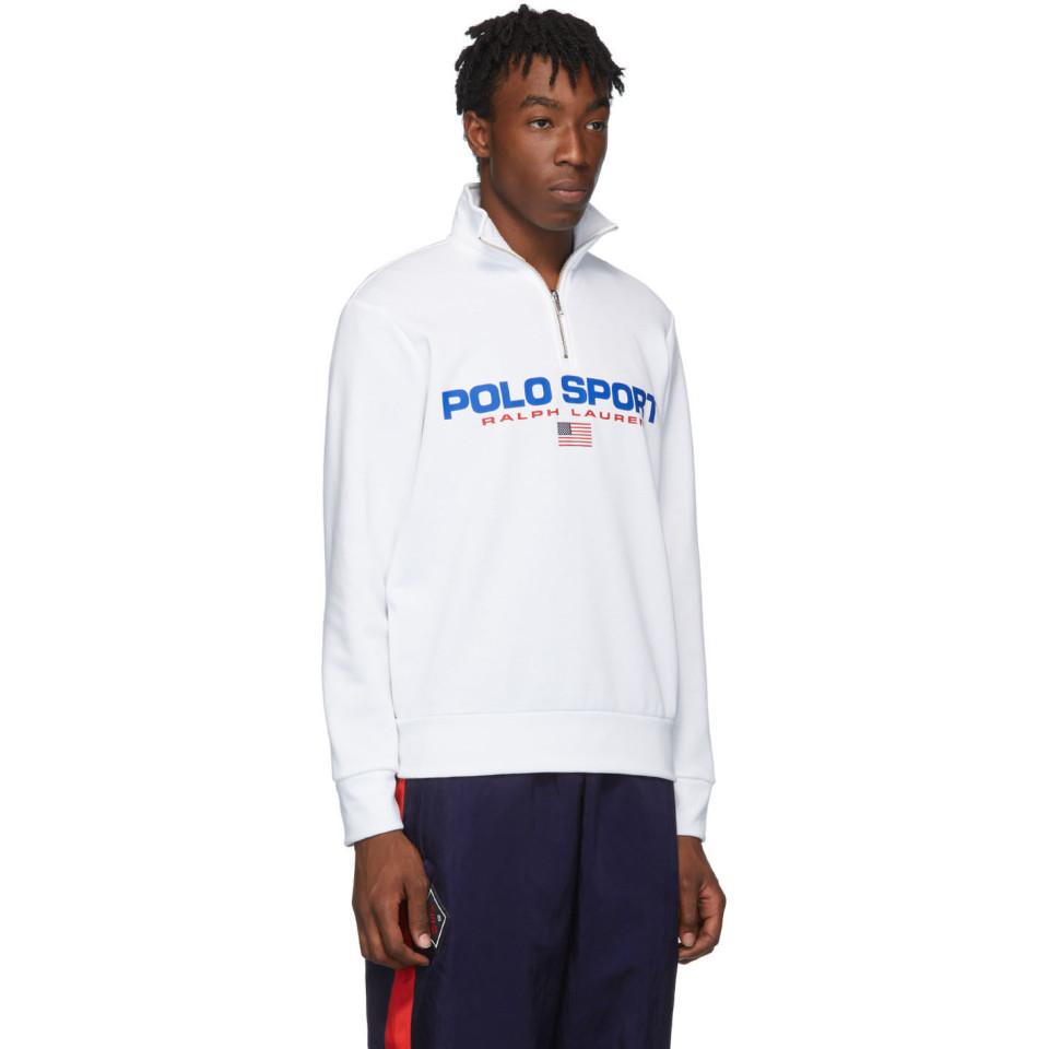 Polo Ralph Lauren Quarter Zip Sport Sweatshirt in White for Men | Lyst  Australia