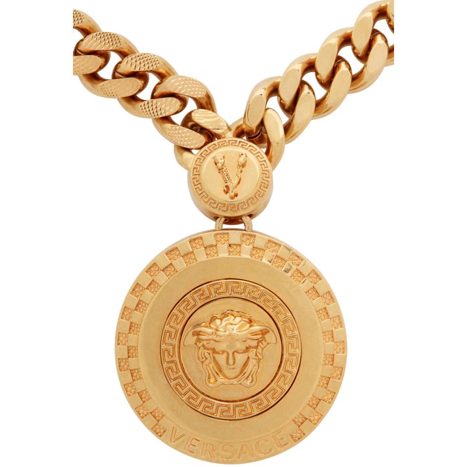 Versace Gold Cuban Link Medusa Necklace 