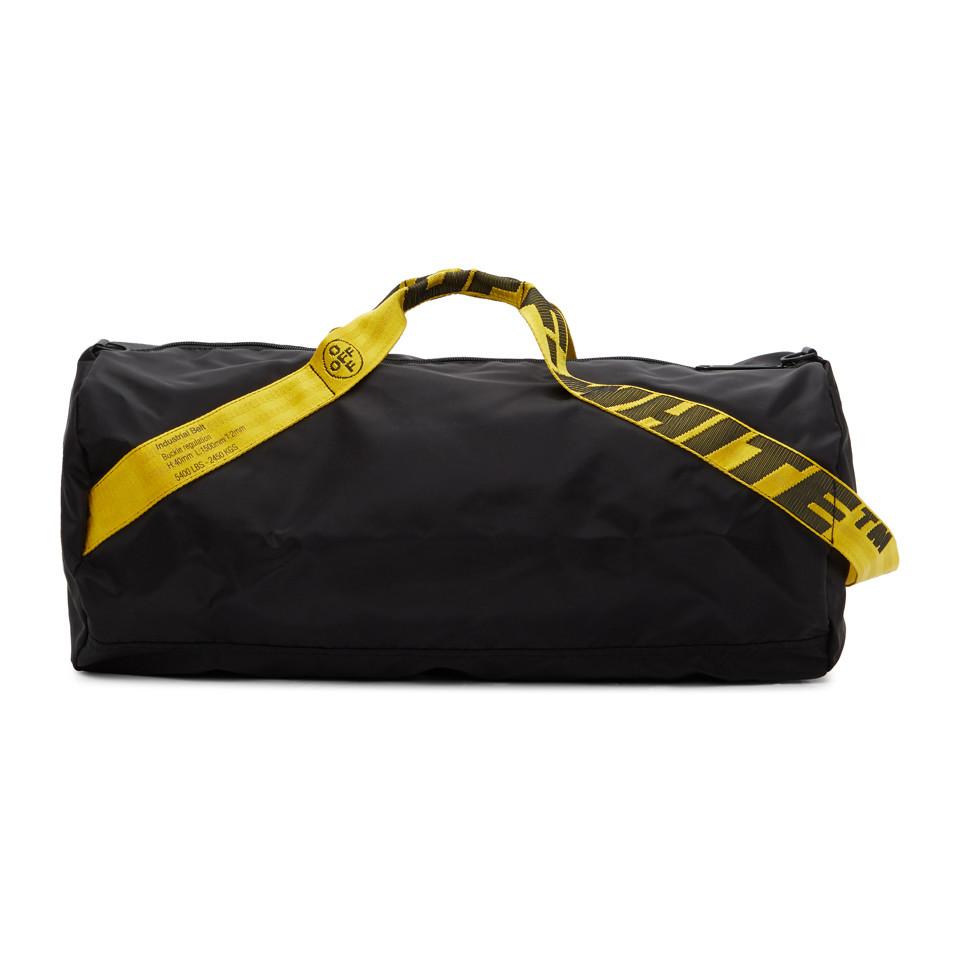 OFF-WHITE Industrial strap nylon duffle bag 'Black Yellow