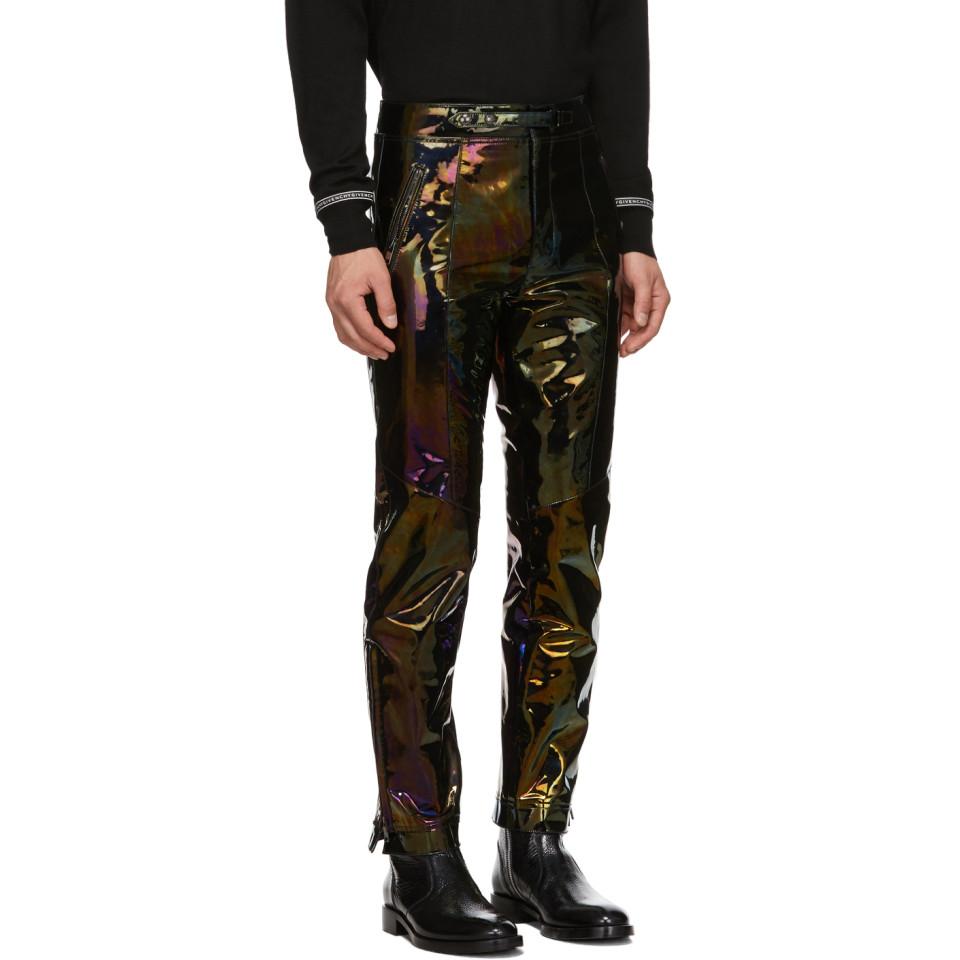 Givenchy Black Iridescent Leather Trousers for