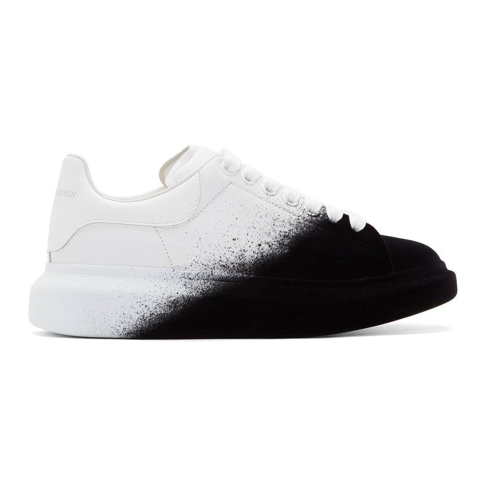 Alexander McQueen White And Black Velvet Spray Oversized Sneakers for Men |  Lyst
