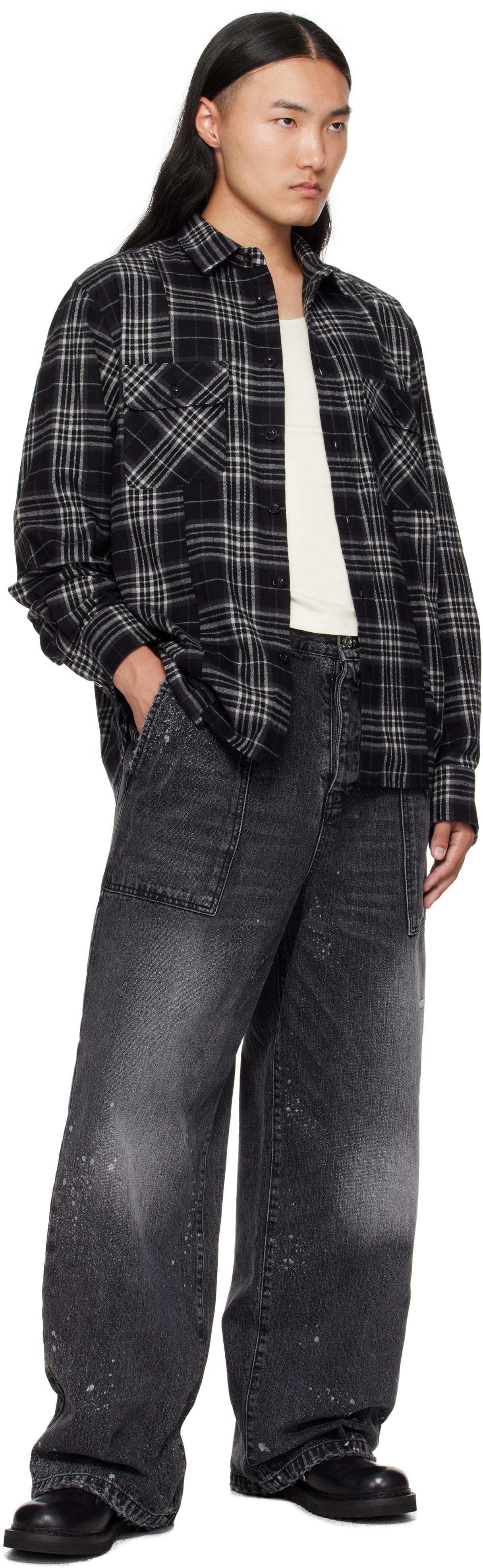 Sacai Plaid Flannel Shirt in Black for Men | Lyst