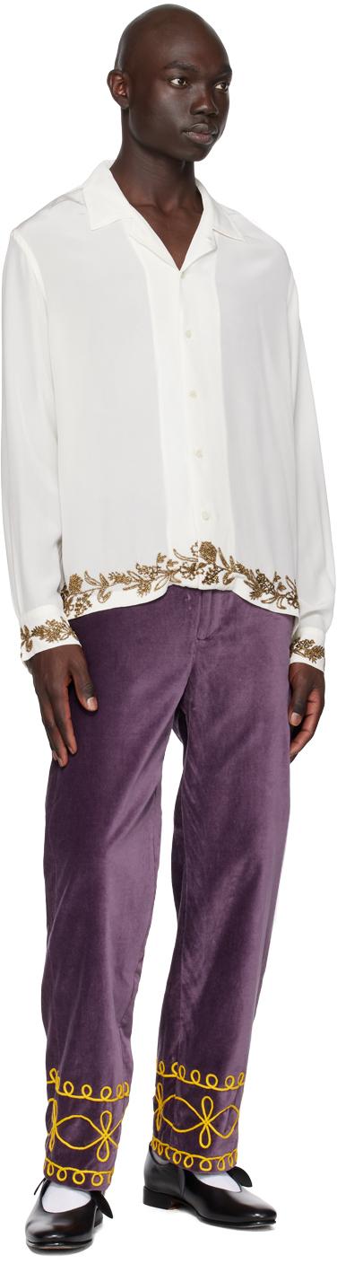 Chemise Homme Bode - Manches Courtes, Col Boutonné, Brodée Perles - Taille XL - Neuf