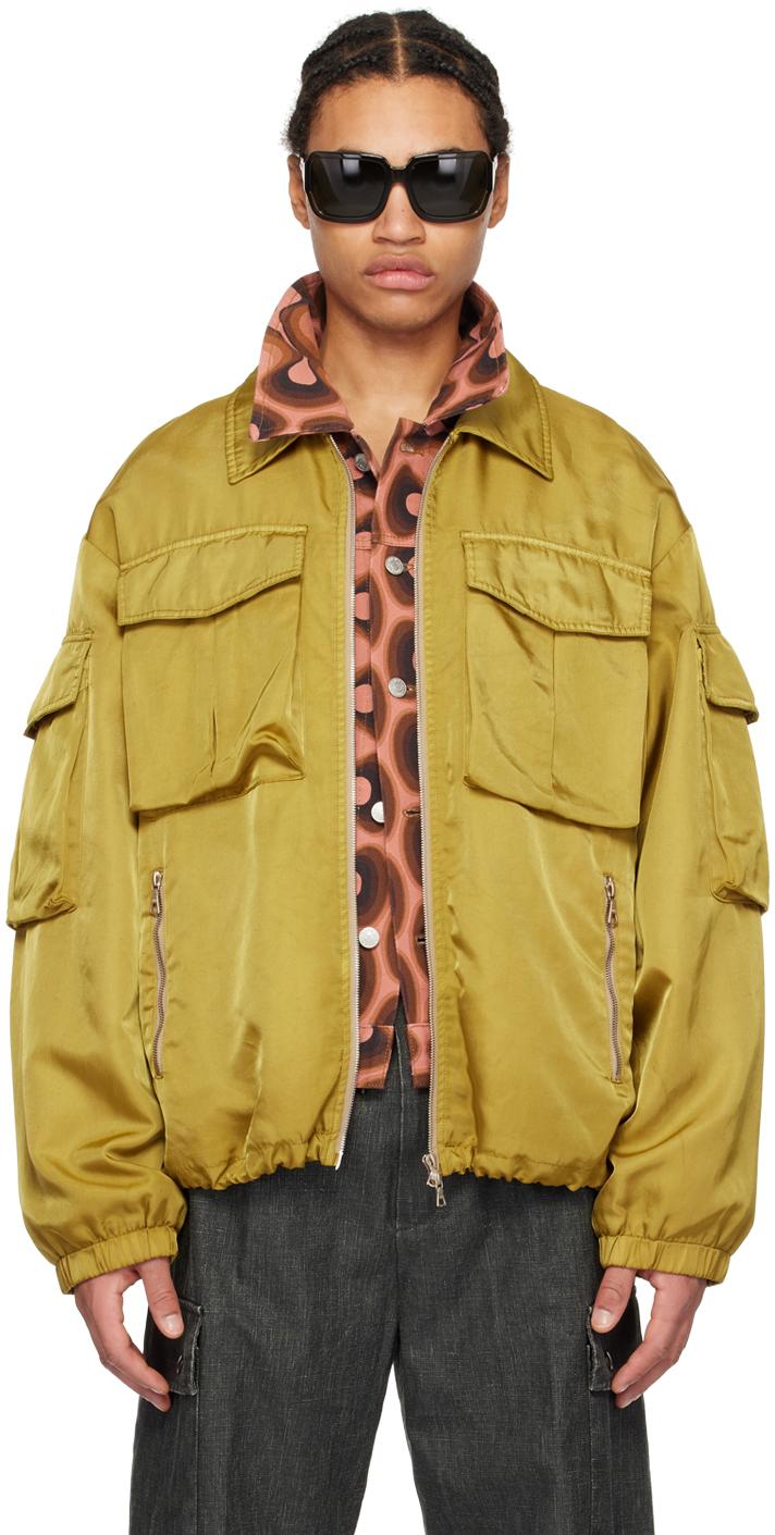 Dries Van Noten メンズ カーキ ガーメントダイ ジャケット ジャケット