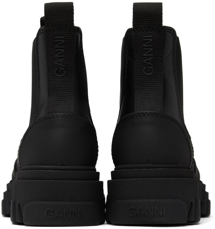 Ganni Stitch Cleated Low Chelsea Boots in Black | Lyst