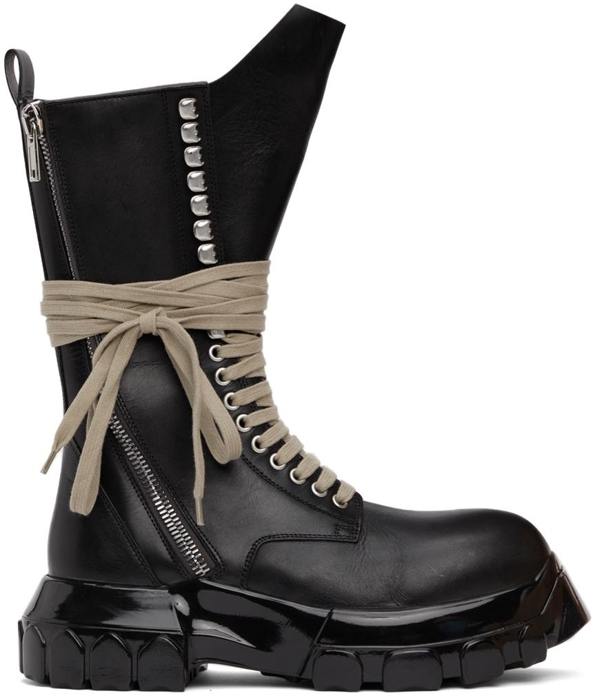 Rick Owens Polished Bozo Tractor Boots in Black for Men | Lyst