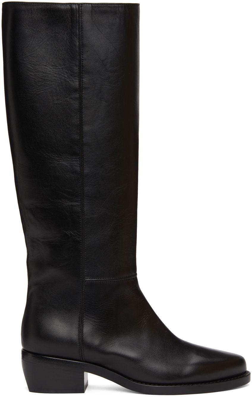 LEGRES Black Leather Riding Boots | Lyst