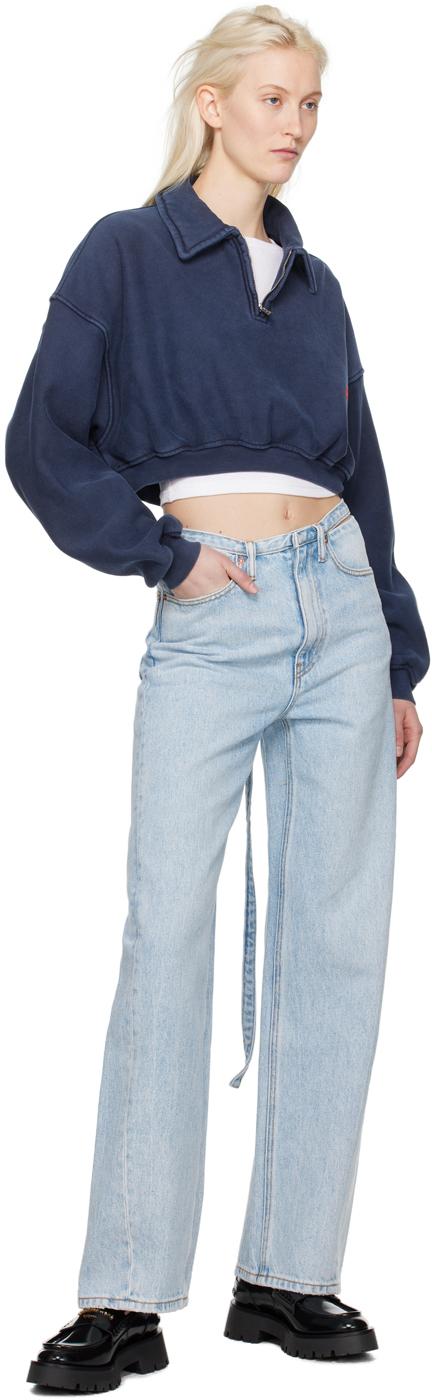 ALEXANDER WANG ネイビー ハーフジップ スウェットシャツ