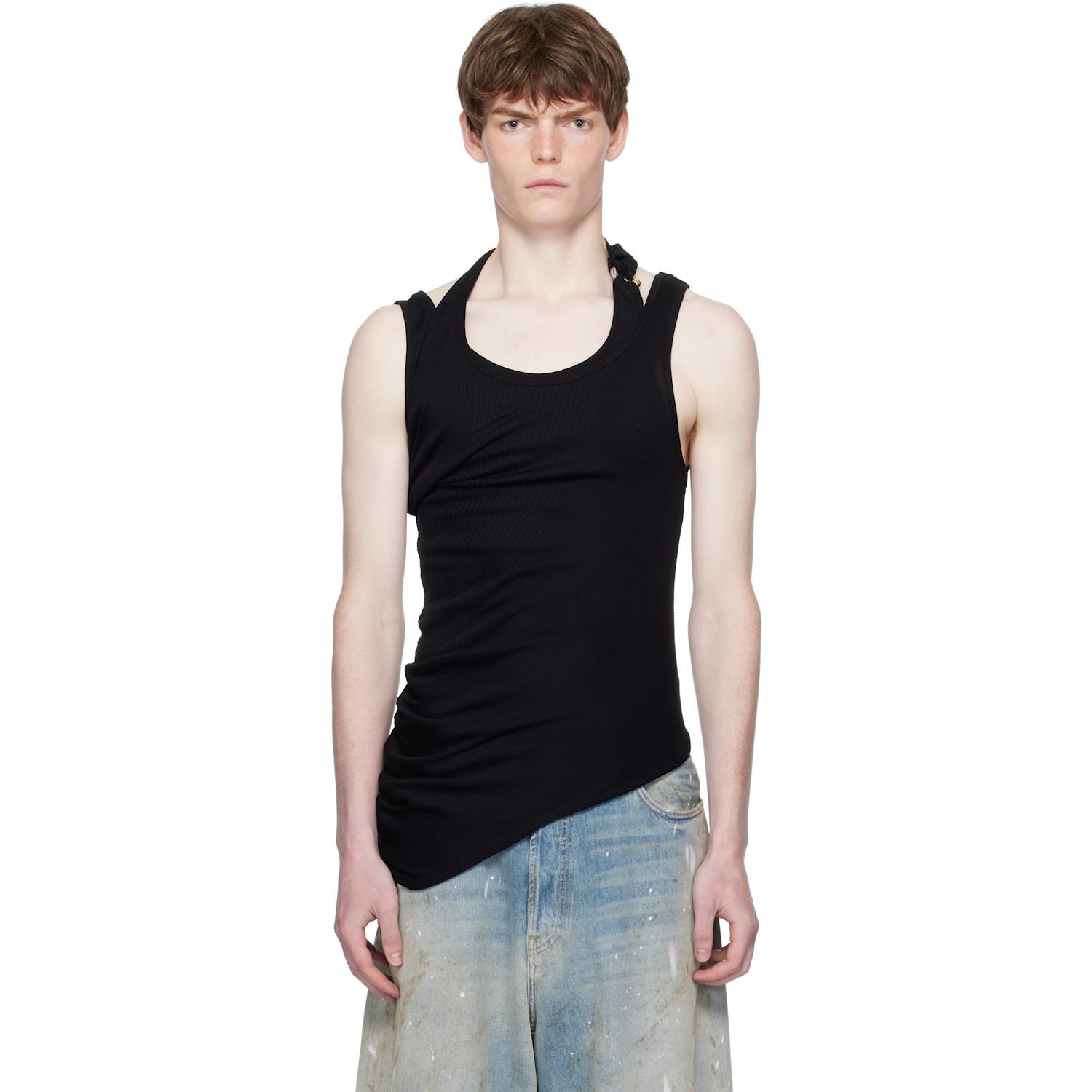 Jean Paul Gaultier Twisted Double Layered Tank Top in Black for