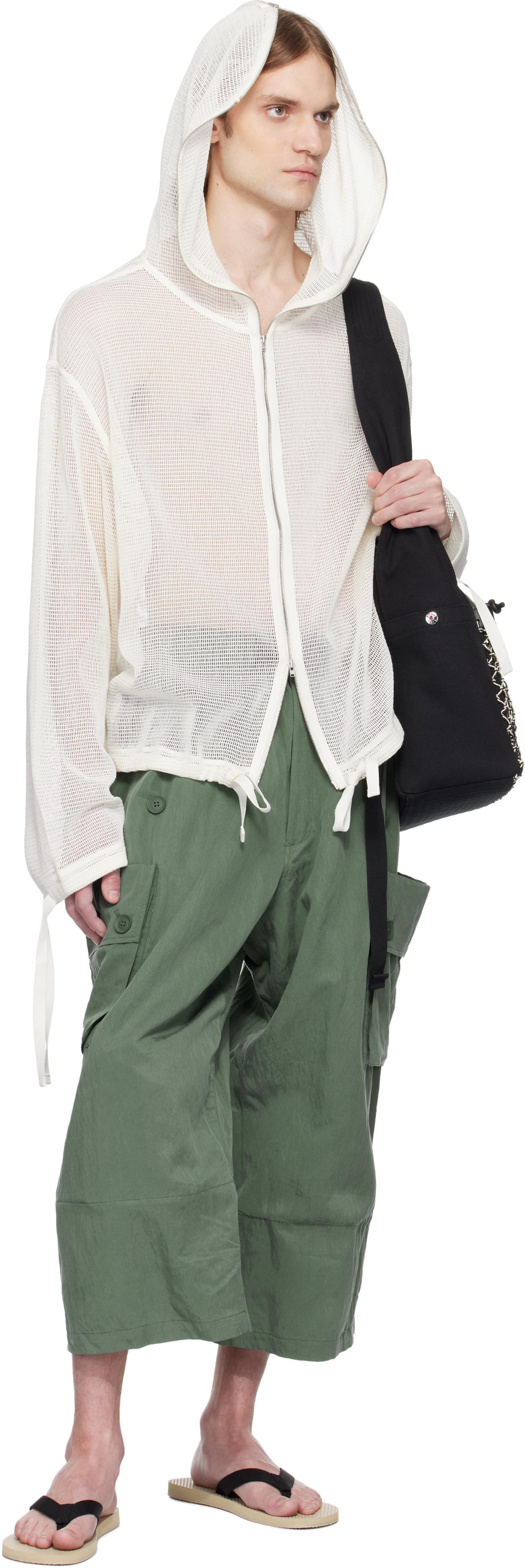 KENZO Paris Mesh Zip-up Hooded Sweatshirt in White for Men