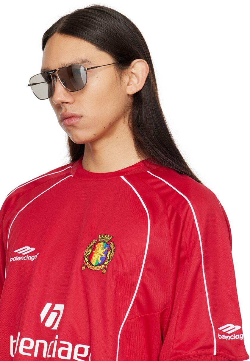 【VIP SALE】BALENCIAGA ロゴ 「Tag 2.0 Navigator」サングラス Tag 2.0 Navigator Sunglasses in Dark Silver | Balenciaga US